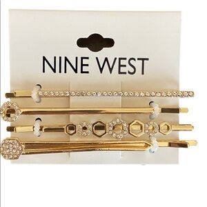 Nine West Hair Clips Gold and Crystal New